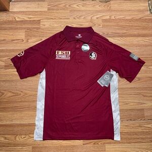 New FSU Men's Medium Colosseum Red And White Military Appreciation Polo Preppy